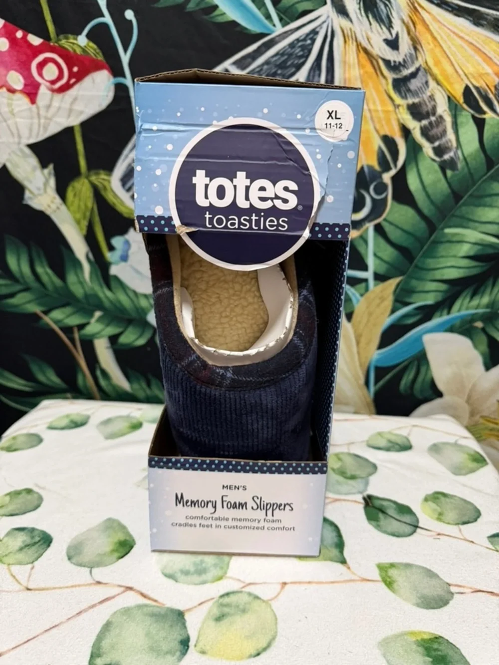 totes Navy Blue Corduroy Slip-On Men’s House Slippers